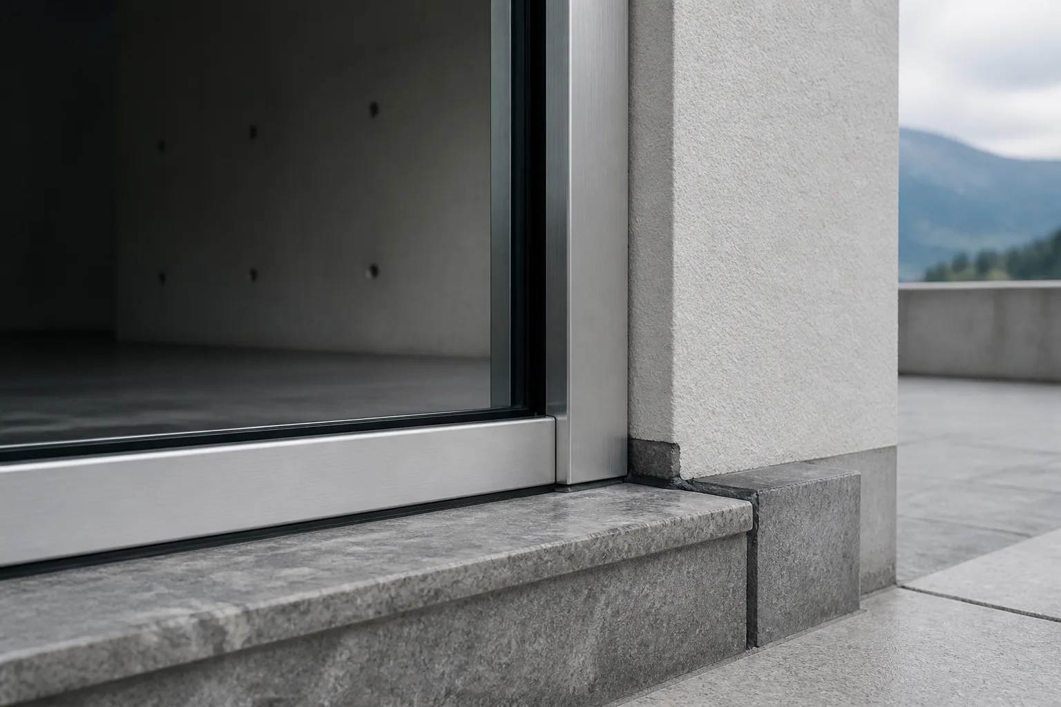 Präzise ausgeführter Anschluss an einer modernen Terrassentür